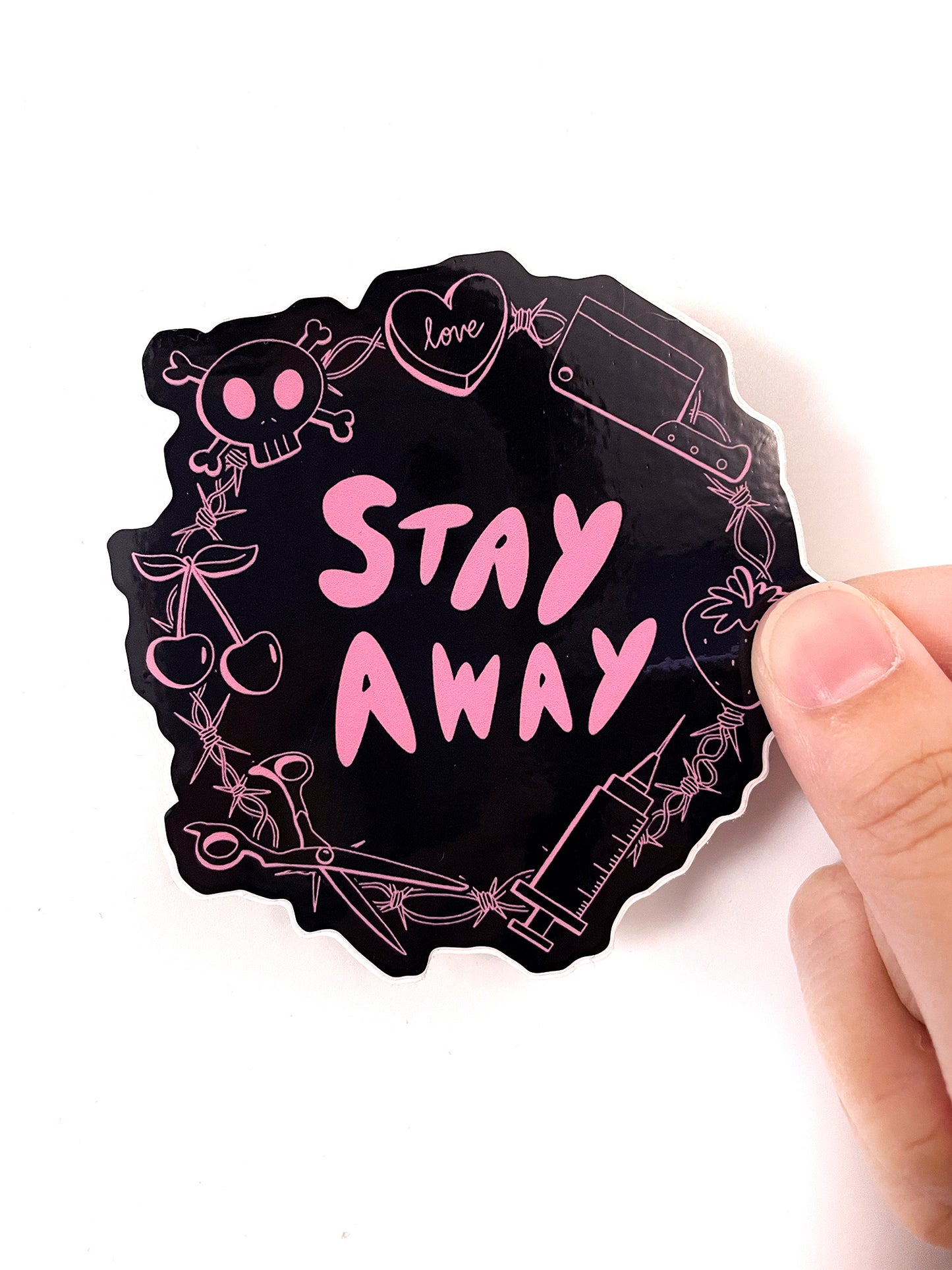 stay away sticker